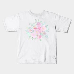 abstract pink flowers watercolor arrangement Kids T-Shirt